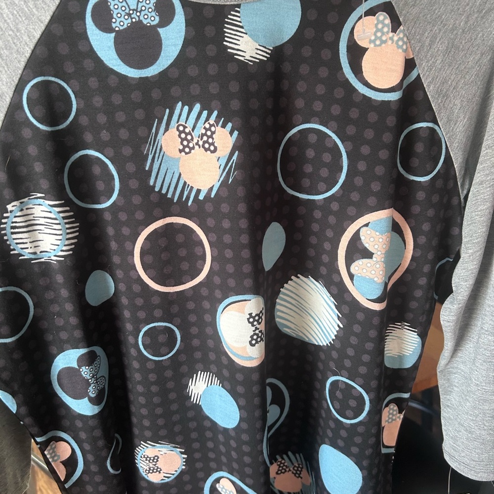 LuLaRoe Black and Blue Polka Dot Top